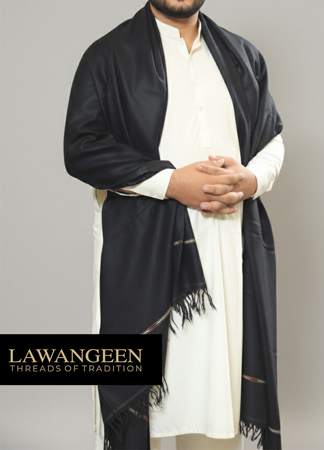 swati 100% pure wool shawl for men |black
