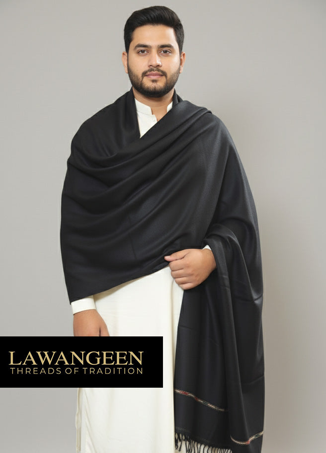 swati 100% pure wool shawl for men |black