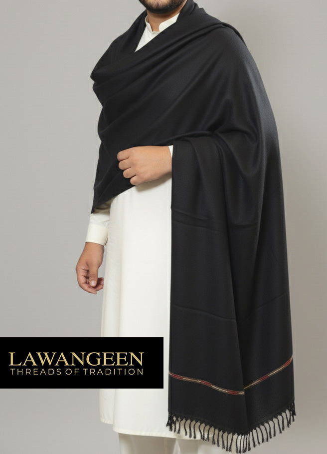 swati 100% pure wool shawl for men |black