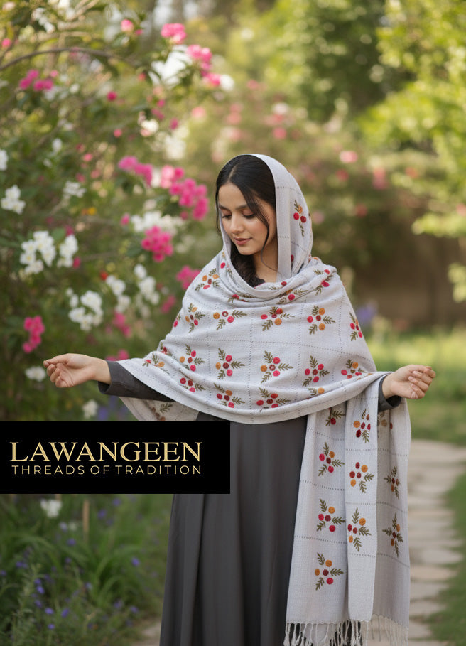 Pashmina Embroidered Shawl | Kashmiri Aar Work Embroidery Perfect Gift in Sale Price