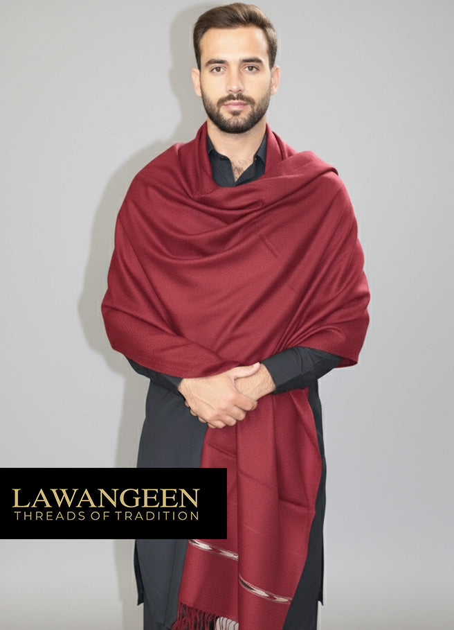 swati 100% pure wool shawl for men | Mehron-red