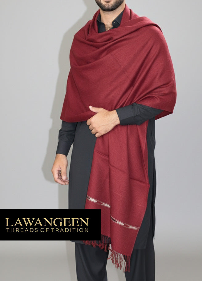 swati 100% pure wool shawl for men | Mehron-red