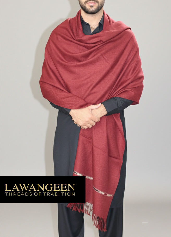 swati 100% pure wool shawl for men | Mehron-red