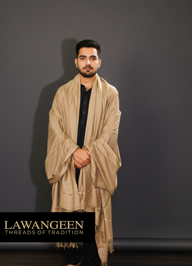 swati 100% pure wool shawl for men | Camel