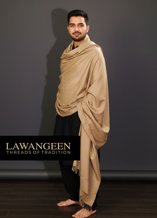swati 100% pure wool shawl for men | Camel